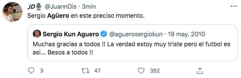 "Sergio Agüero en este preciso momento"