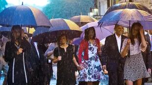 Marian Robinson junto a Michelle, Barack Sasha y Malia Obama en Cuba