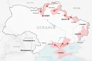 El mapa que mira el mundo: así avanzan las tropas rusas sobre Ucrania