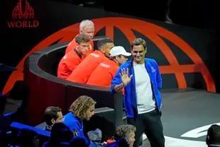 Roger Federer på O2 Arena under de første kampene i Laver Cup