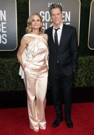 Kevin Bacon y Kyra Sedgwick en los Globo de Oro, en febrero último