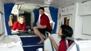 La tripulación en su espacio de descanso a bordo de un Boeing 777. (Foto: Boeing)