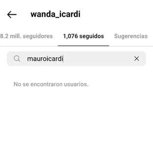 Wanda Nara dejó de seguir a Mauro Icardi en Instagram