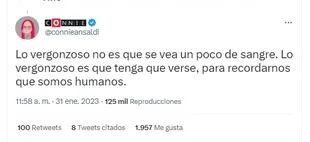 El mensaje de Connie Ansaldi tras lo ocurrido con Jujuy Jiménez (Foto: Captura Twitter/@connieansaldi)