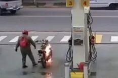 Una moto se incendió tras cargar nafta en una estación de servicios de Paraná y su conductor cometió un serio error