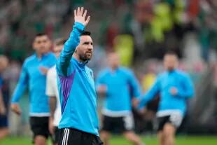 Lionel Messi antes del partido que disputarán Argentina y México, por la primera fase de la Copa del Mundo Qatar 2022 en el estadio Lusail, Doha, el 26 de Noviembre de 2022.