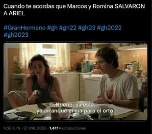 Los usuarios de Twitter reaccionaron a la decisión de Marcos y Romina de salvar a Ariel (Foto: Captura de Twitter)