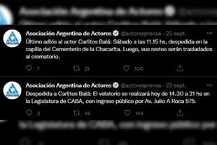 El comunicado de la Asociación Argentina de actores (Twitter @actoresprensa)