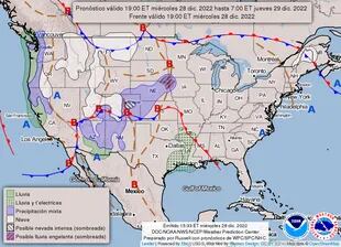 Map Of The Weather Forecast In The United States For December 29