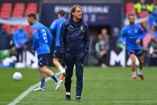 Roberto Mancini during training for the Italian team