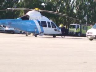 El helicóptero que trasladó a Cristina Kirchner al acto