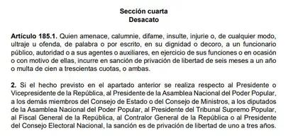 Extracto del anteproyecto de Código Penal de Cuba.
