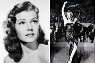 La actriz Rita Hayworth, quien interpretó la emblemática escena en la que se quita el guante negro en la película Gilda