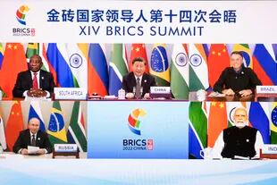 Cumbre virtual de Brics, en junio pasado (Li Tao/Xinhua via AP)