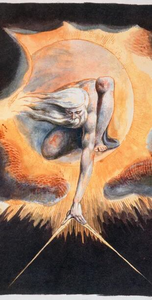 Urizen mide el material del mundo en El anciano de los días, tomado de "Europa, una profecía", de William Blake