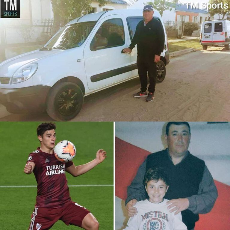 La imagen de Varas con la camioneta nueva y su relación con Julián Álvarez de pequeño. Crédito: TM Sports