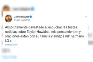 El cantante de Oasis lamentó la muerte del músico (Foto Twitter @Liam Gallagher)