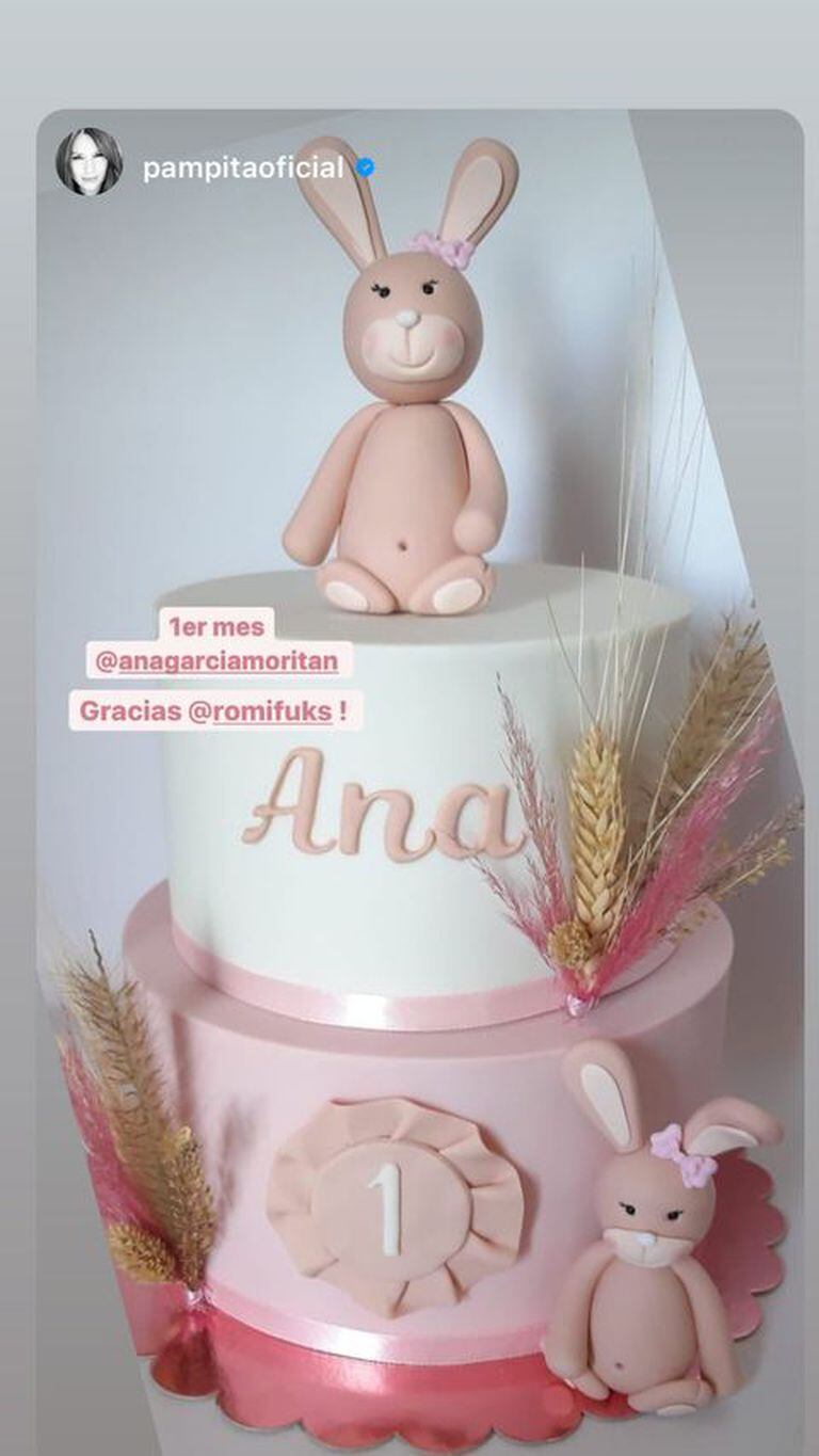 Pampita Ardohain mostró la torta que le regalaron a su hija Ana por su primer mes de vida