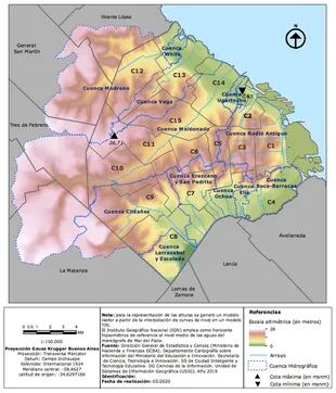 Relieve, cuencas hidrográficas y comunas de la ciudad de Buenos Aires