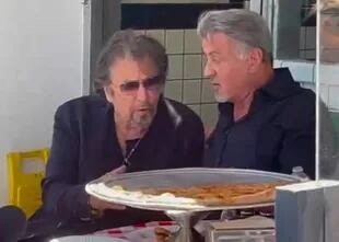 Al Pacino and Sylvester Stallone chatted and enjoyed classic pizza in Beverly Hills