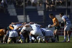 Nick White From Australia Throws The Ball Into The Scrum During The Match Between The Puma And The Wallabies In San Juan For The Second Date Of The Rugby Championship