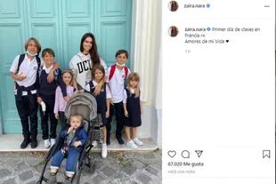 Zaira Nara también hizo un posteo junto a sus sobrinos y sus hijos, en el primer día de clases en Francia