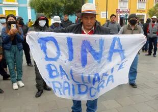 Supporters of ousted Peruvian President Pedro Castillo demonstrate against newly elected President Tina Polvard in the Andean city of Puno, Peru, on December 8, 2022.