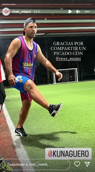 Sergio Agüero jugó un partido informal contra la filial de River en Miami
