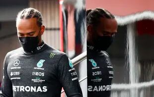 En el primer test de pretemporada, en Montmeló, el rostro de Lewis Hamilton ya enseñaba signos de preocupación por el rendimiento del modelo W13 de Mercedes