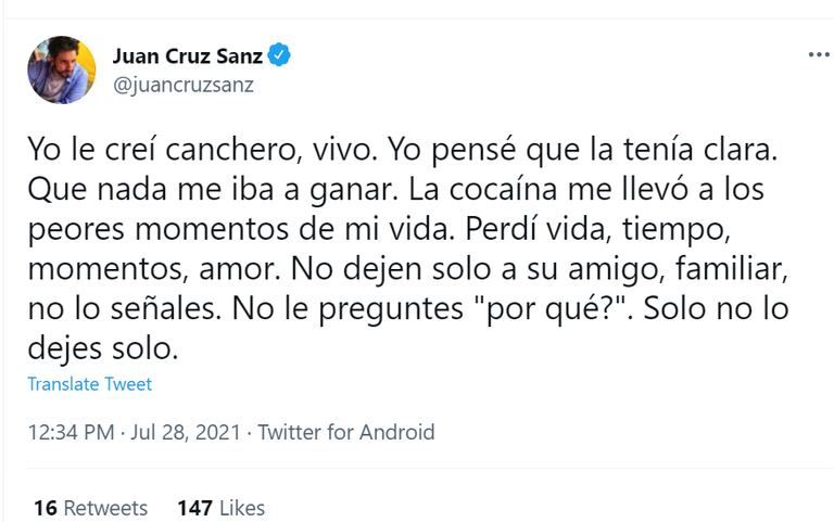En carne propia, Juan Cruz explicó lo que vivió en sus peores años como adicto