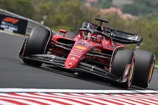 Charles Leclerc and his Ferrari in full force during practice at the Hungarian Circuit, the venue of the Hungarian GP