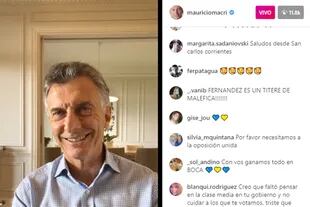 Mauricio Macri, durante la charla con sus seguidores de Instagram