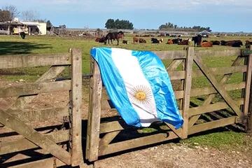 Una bandera flamea en una tranquera, en La Plata