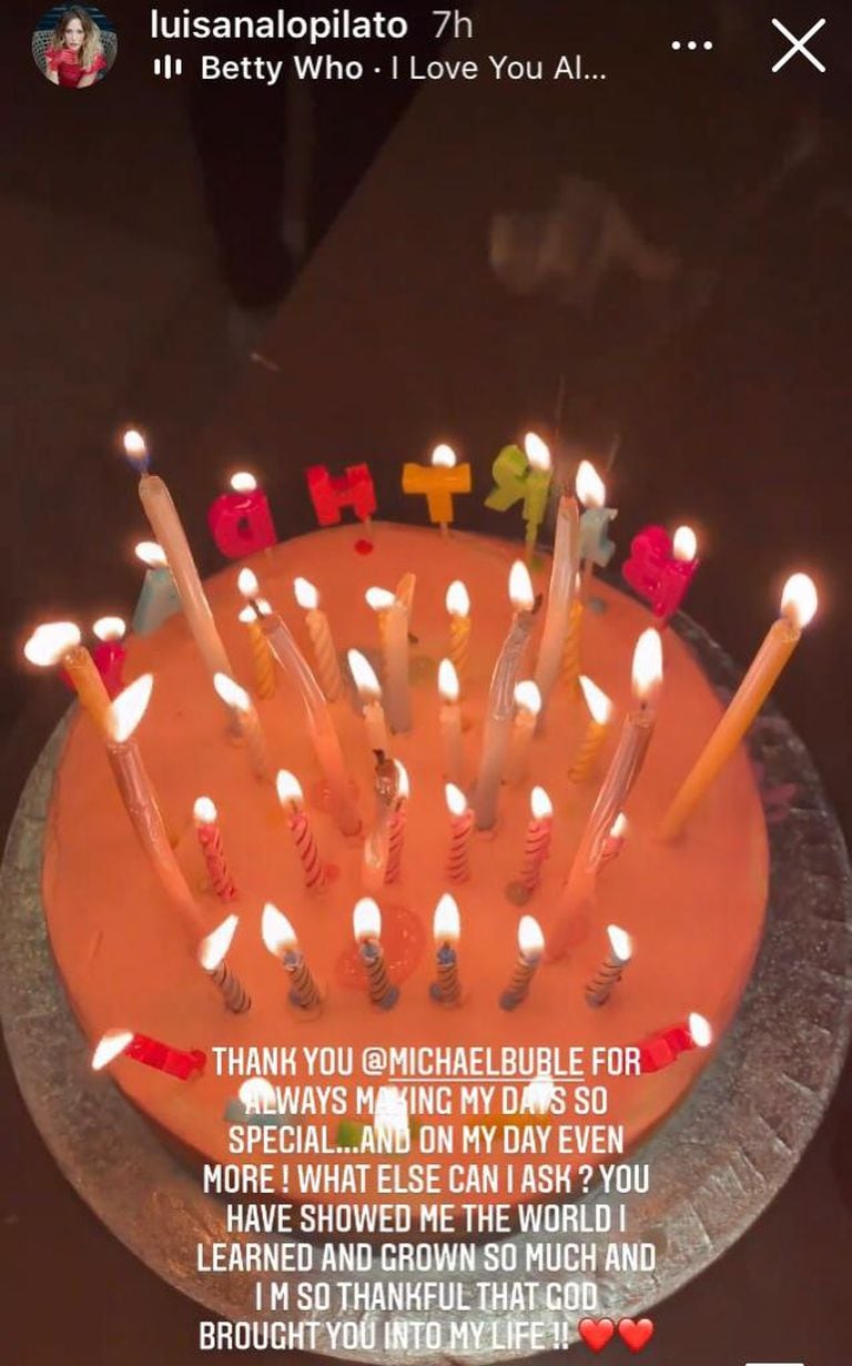 Luisana Lopilato dedicó un emotivo mensaje de agradecimiento a su esposo, Michael Bublé, tras la celebración de su cumpleaños en Canadá
