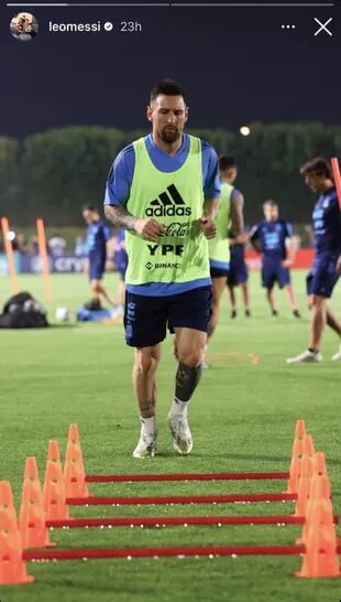 Leo Messi se entrena para el partido contra Países Bajos (Foto: Instagram @leomessi)