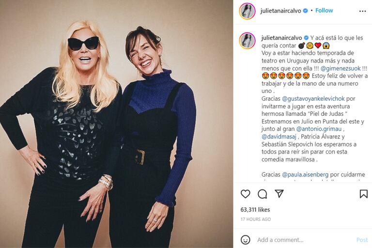 La actriz compartió la noticia con sus seguidores de Instagram