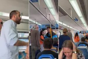 Se viralizó un video con un violento episodio entre pasajeros de un tren y militantes de Massa