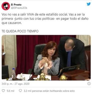 El tuit que provocó la denuncia hacia Eduardo Prestofelippo por parte del abogado de Cristina Kirchner