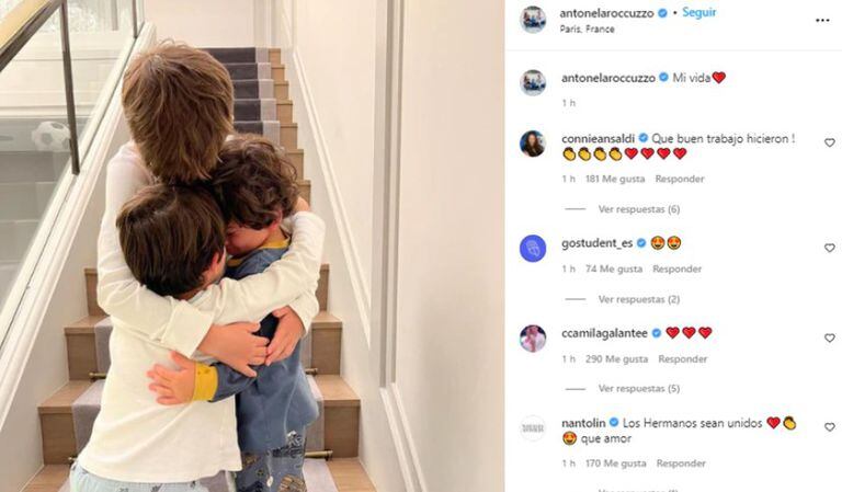 La tierna imagen de los hijos de Messi y Antonela. Fuente: Instagram