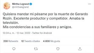 Mirtha Legrand se despidió de Gerardo Rozín