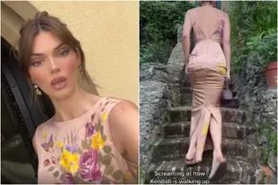 El blooper viral de Kendall Jenner con su vestido en el casamiento de Kourtney Kardashian