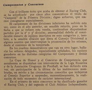 En sus libros de 1917, la AFA menciona a Racing e Independiente como ganadores de zona argentina; menciona, además, sin lugar a dudas, que ese año puntualmente se transformó en un torneo local, pero la Copa Honor y Competencia fueron siempre "torneos internacionales".