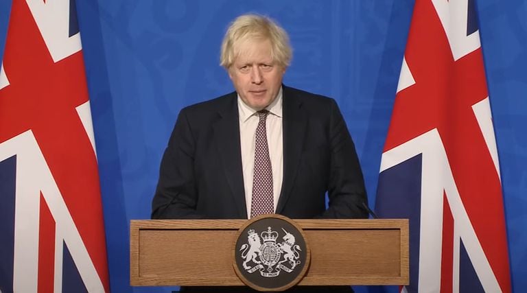 Boris Johnson este sábado en conferencia de prensa