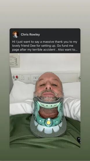 El hombre compartió fotos de cómo quedó tras el accidente