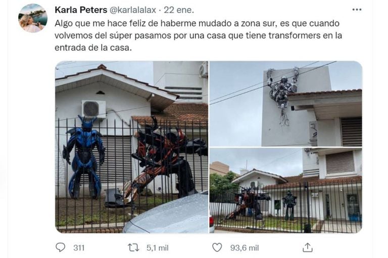 The tweet of a neighbor of Adrogué who viralized the robots of De Kay street in that town