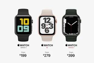 Los precios de la familia Apple Watch, desde la Serie 3 (el más básico) al nuevo Series 7