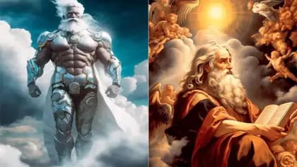 Em algumas imagens Deus é visto como um deus grego Foto: Hoy Cripto
