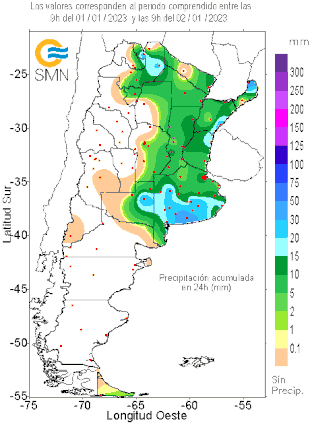 Las lluvias del 1° de enero y hasta las 9 AM de ayer