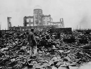 La bomba de Hiroshima luego del ataque nuclear en 1945.