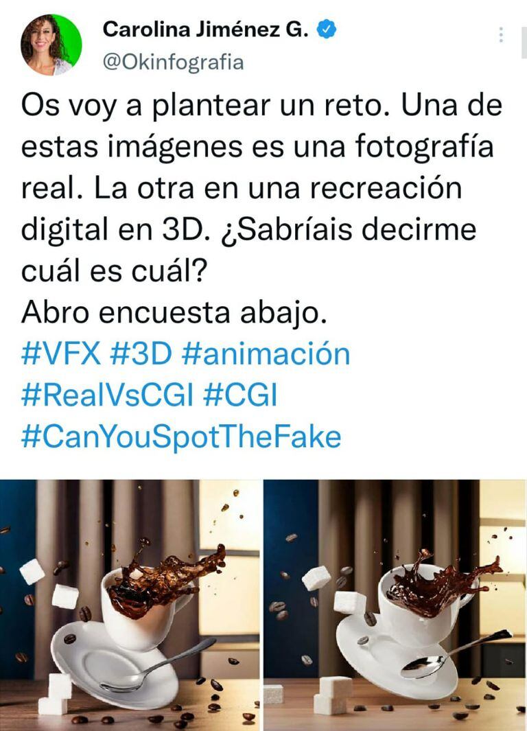 El reto viral que compartió la artista de efectos especiales en su cuenta de Twitter